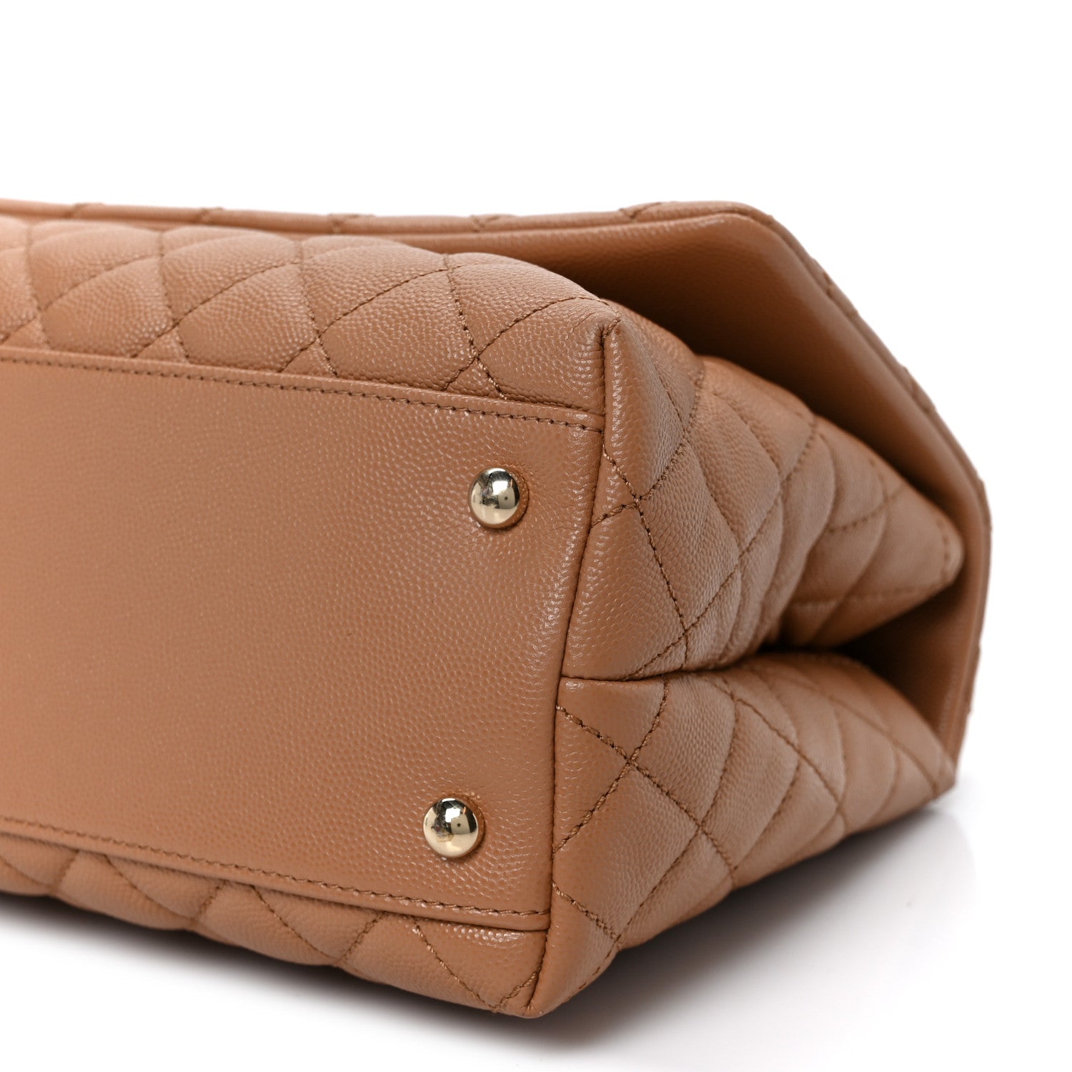 Caviar Quilted Small Coco Handle Flap Brown