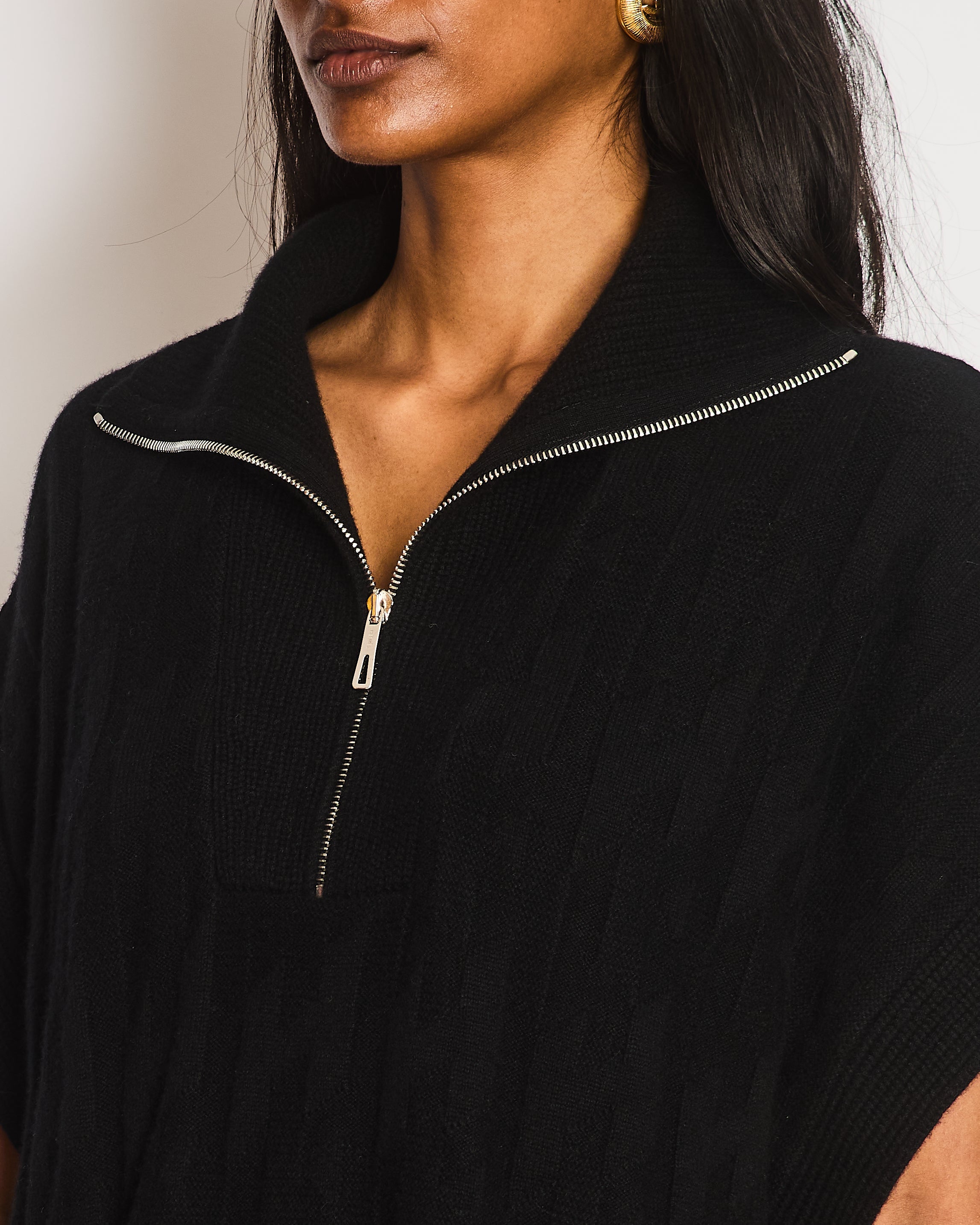 Hermès Black Wool Vest with Silver Zip Size FR 38 (UK 10)
