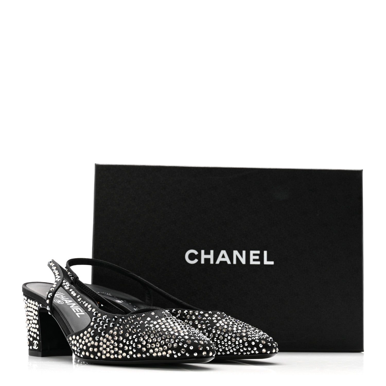 Strass Cap Toe CC Slingback Pumps 39.5 Black