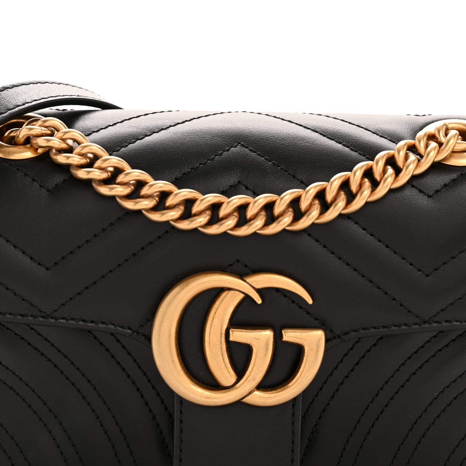 Calfskin Matelasse Mini GG Marmont Shoulder Bag Black