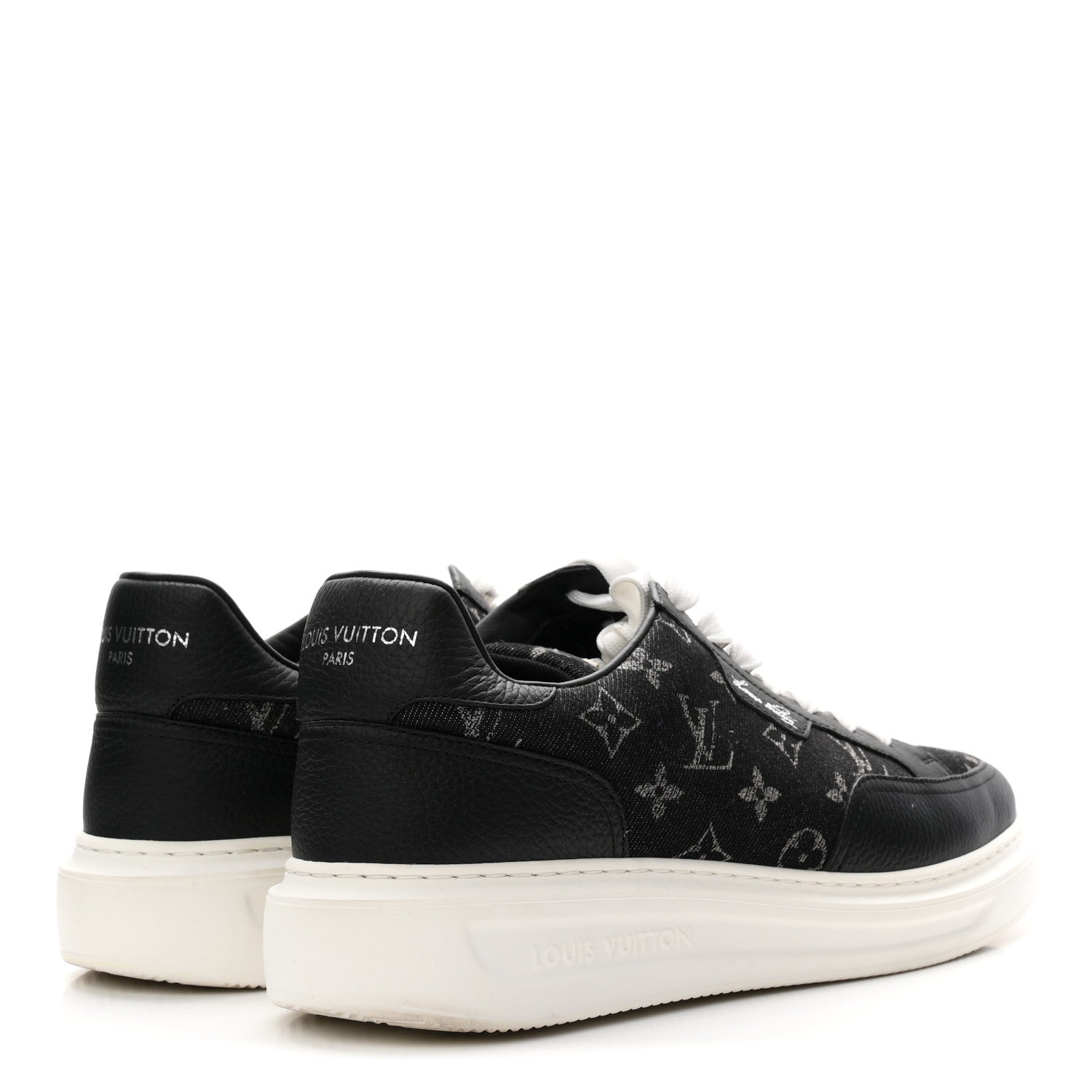 Denim Calfskin Mens Beverly Hills Sneakers 8.5 Black