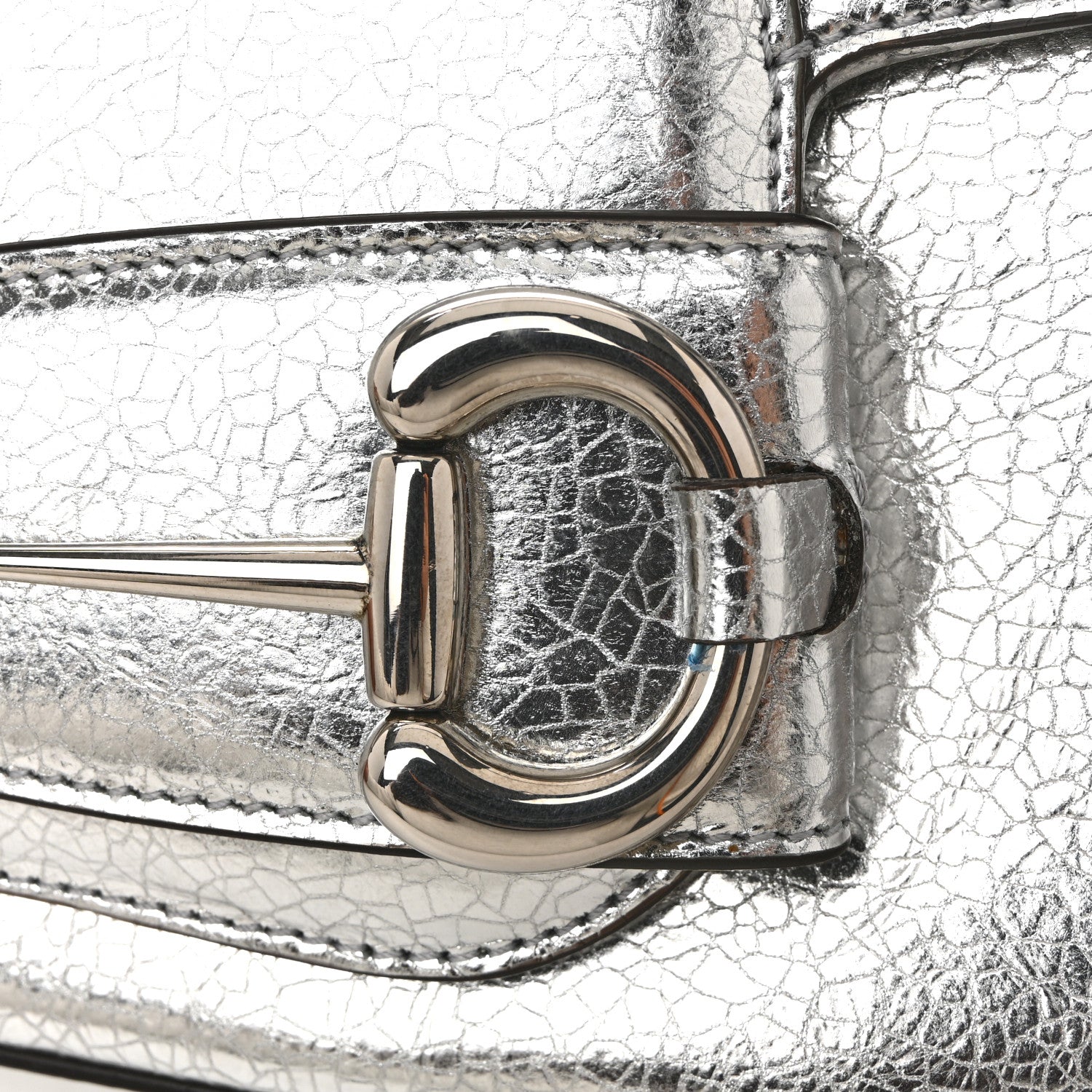 Metallic Calfskin Small Horsebit 1955 Asymmetric Shoulder Bag Silver