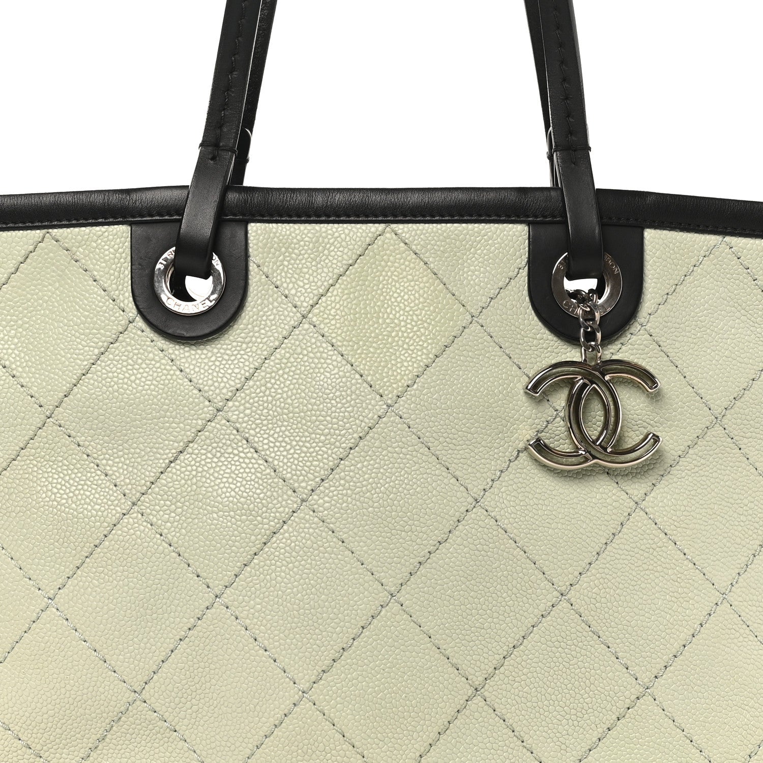Grained Calfskin Shopping Fever Tote Green