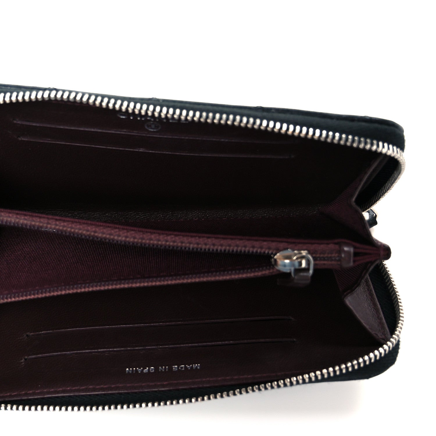 Lambskin Quilted Medium Zip Around Wallet Black