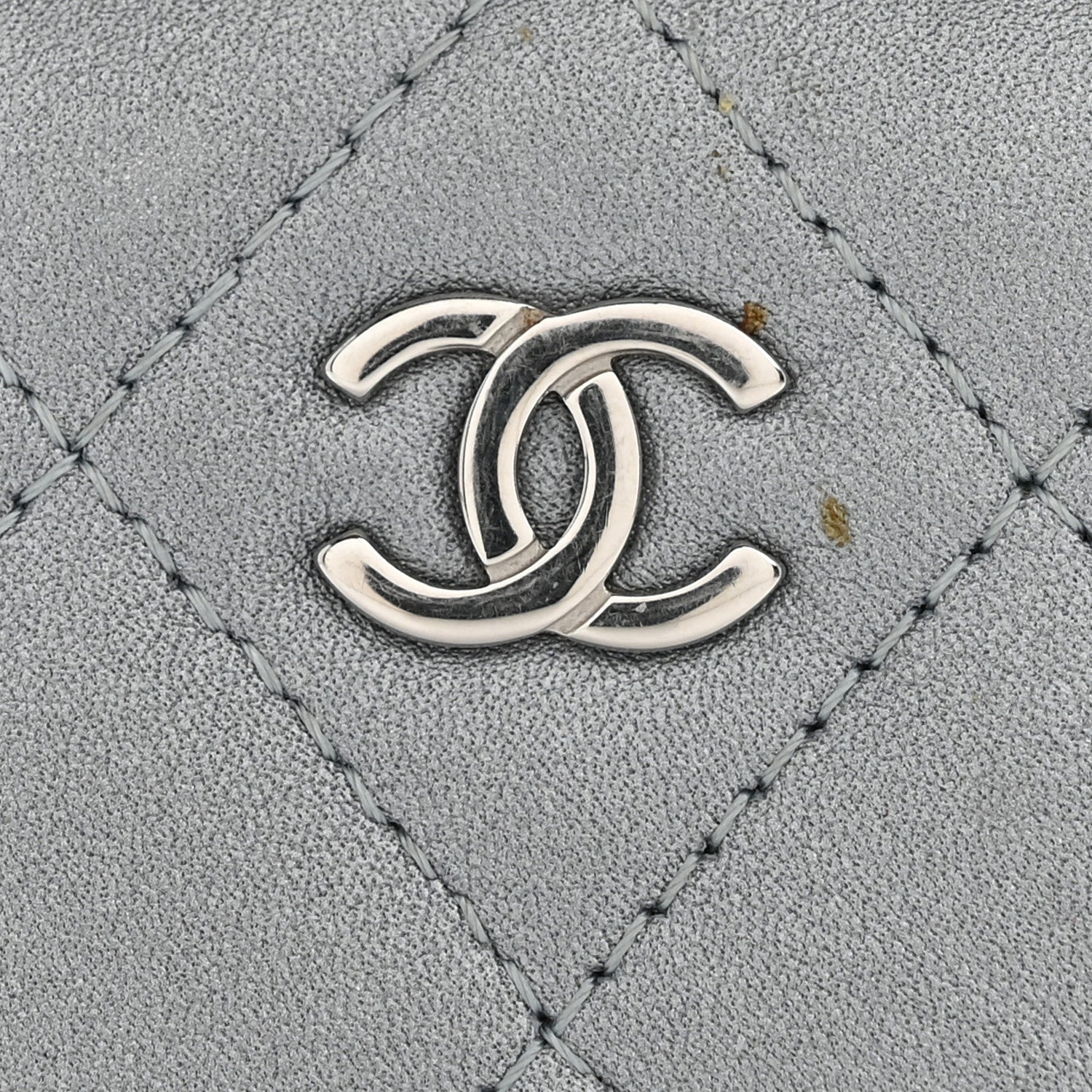 Metallic Lambskin Quilted Zip Around Coin Purse Wallet Silver