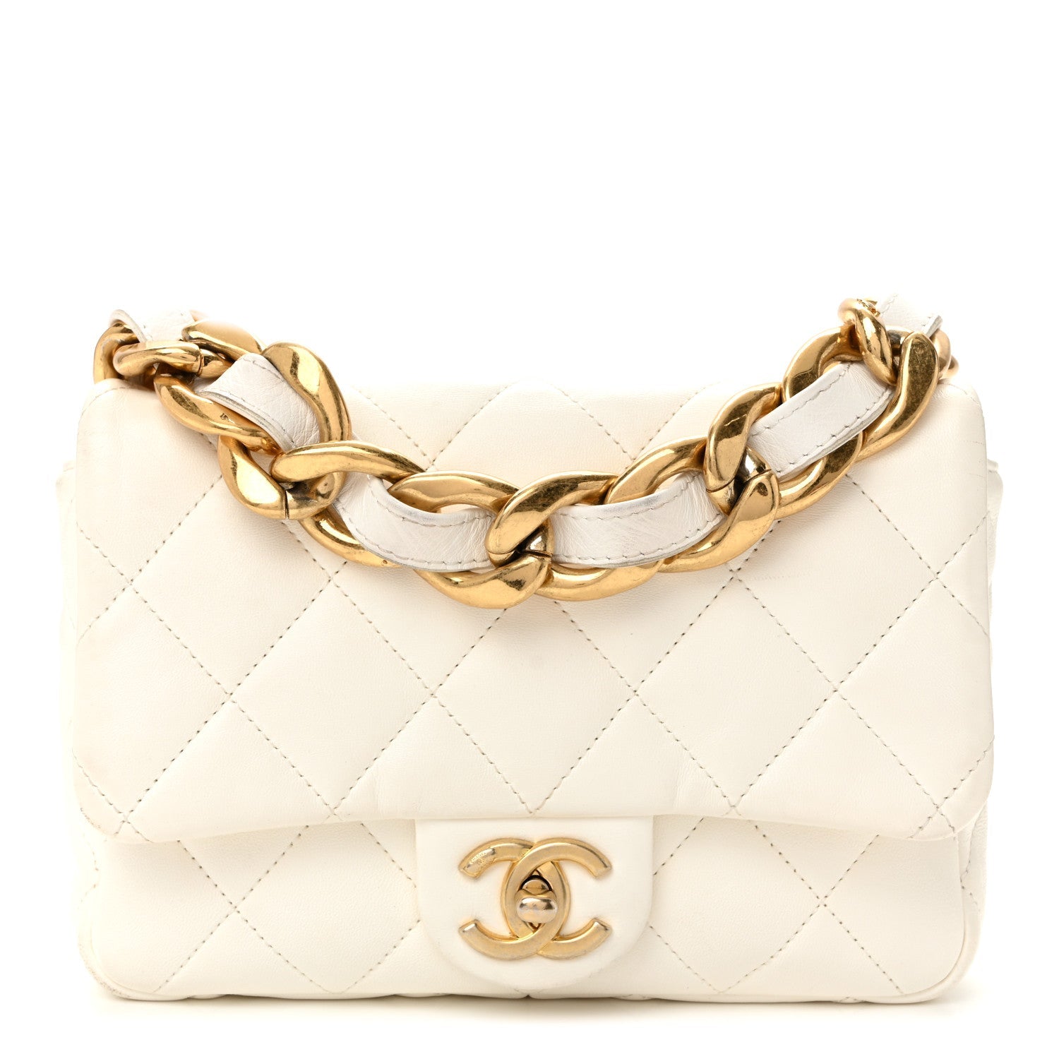 Lambskin Quilted Small CC Funky Town Flap White