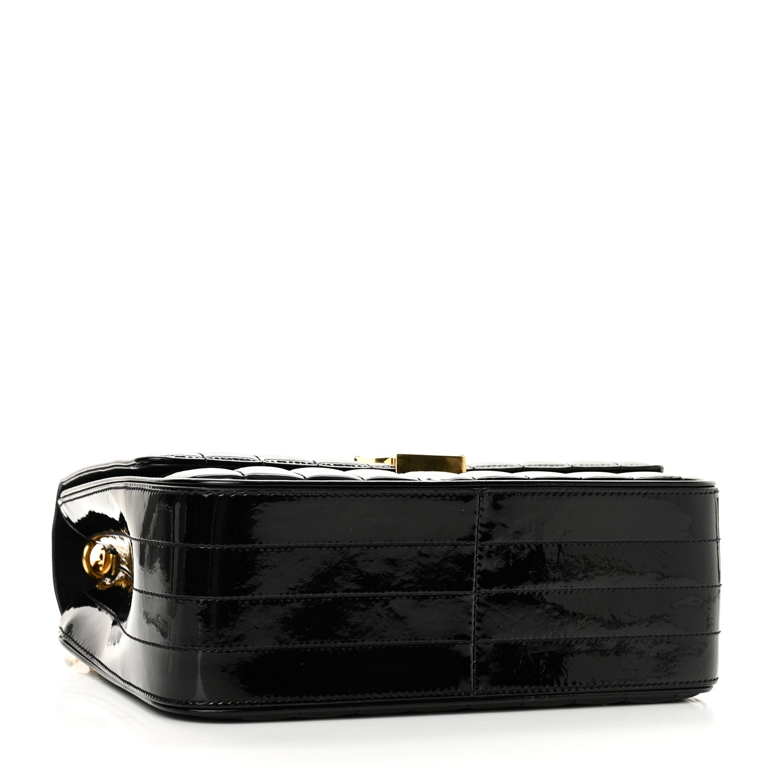 Patent Matelasse Monogram Large Vicky Chain Bag Black