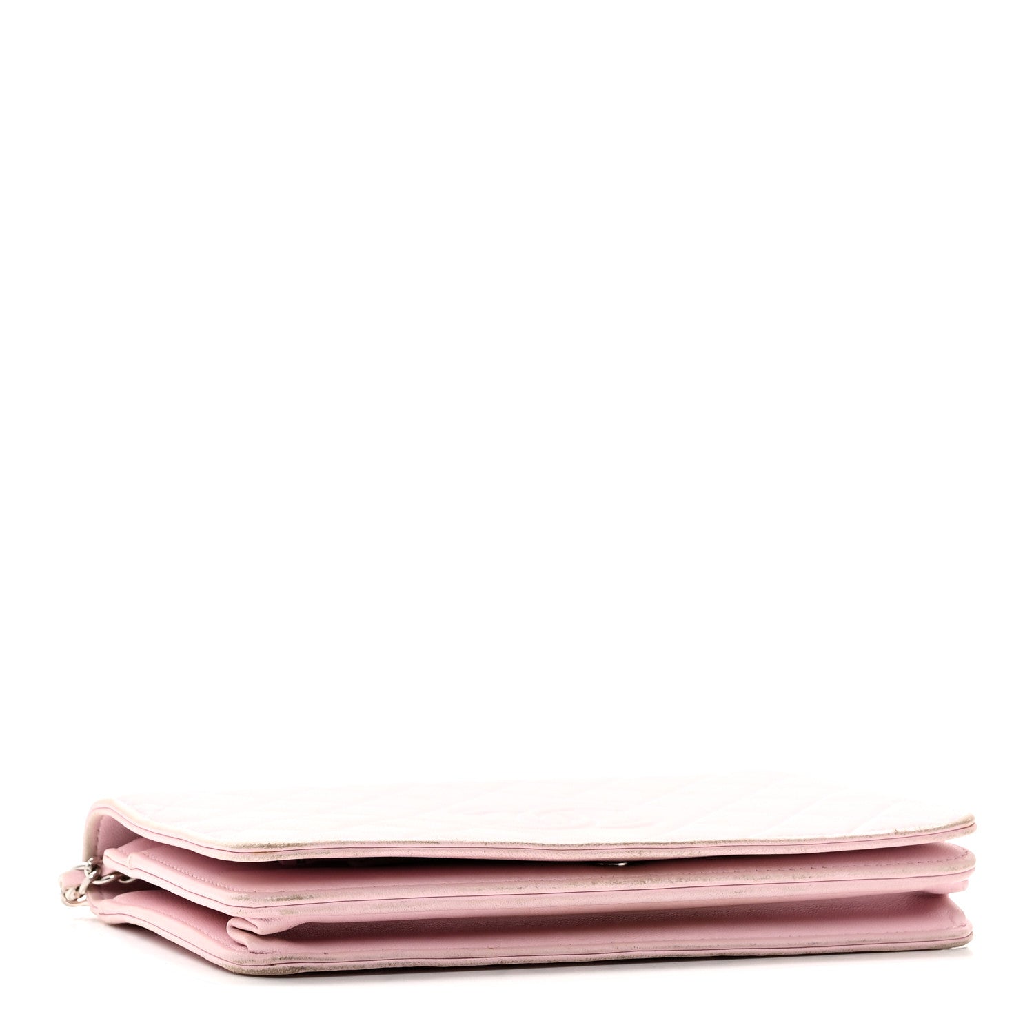 Lambskin Quilted Diamond CC Wallet On Chain WOC Pink