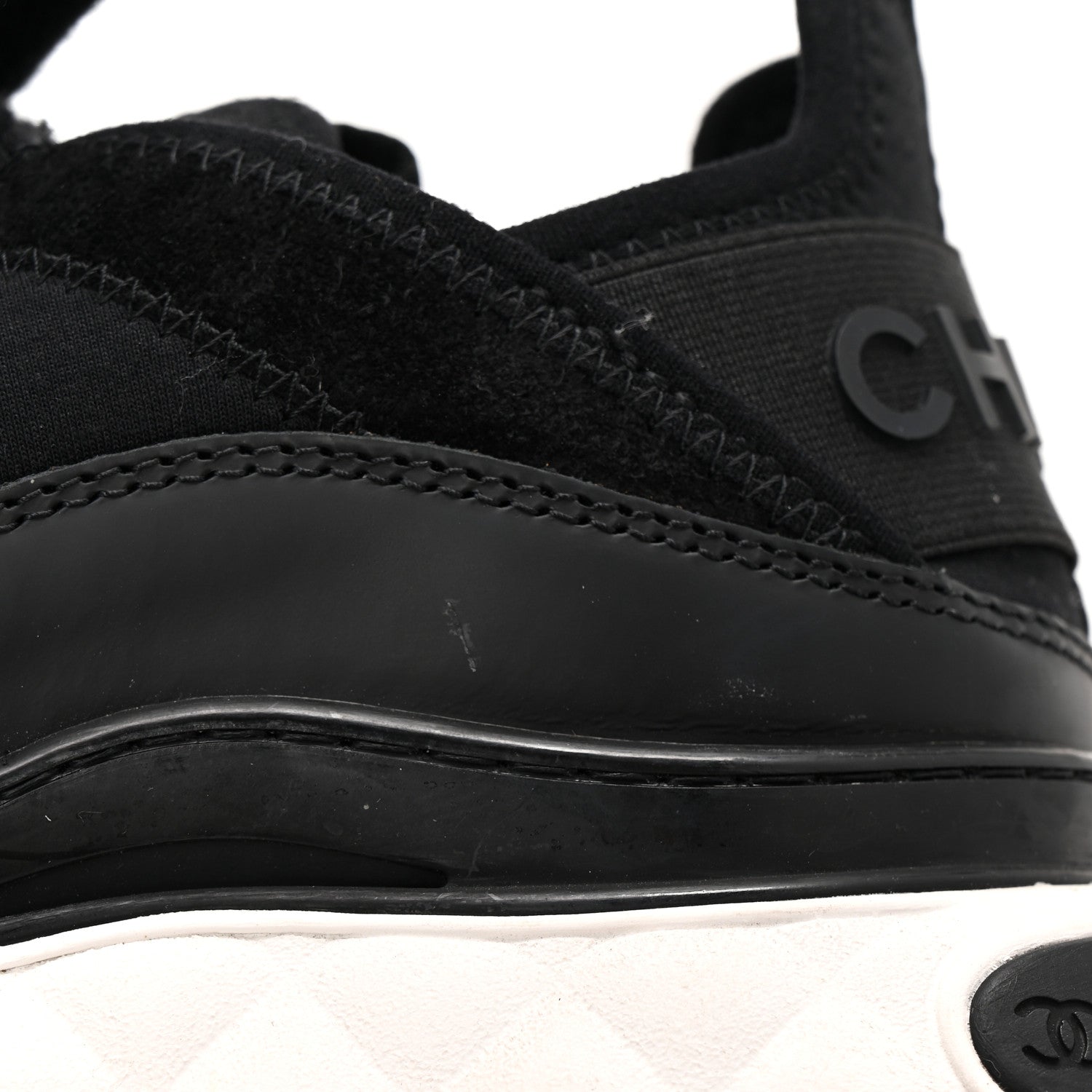 Velvet Calfskin Mixed Fibers CC Sneakers 36 Black