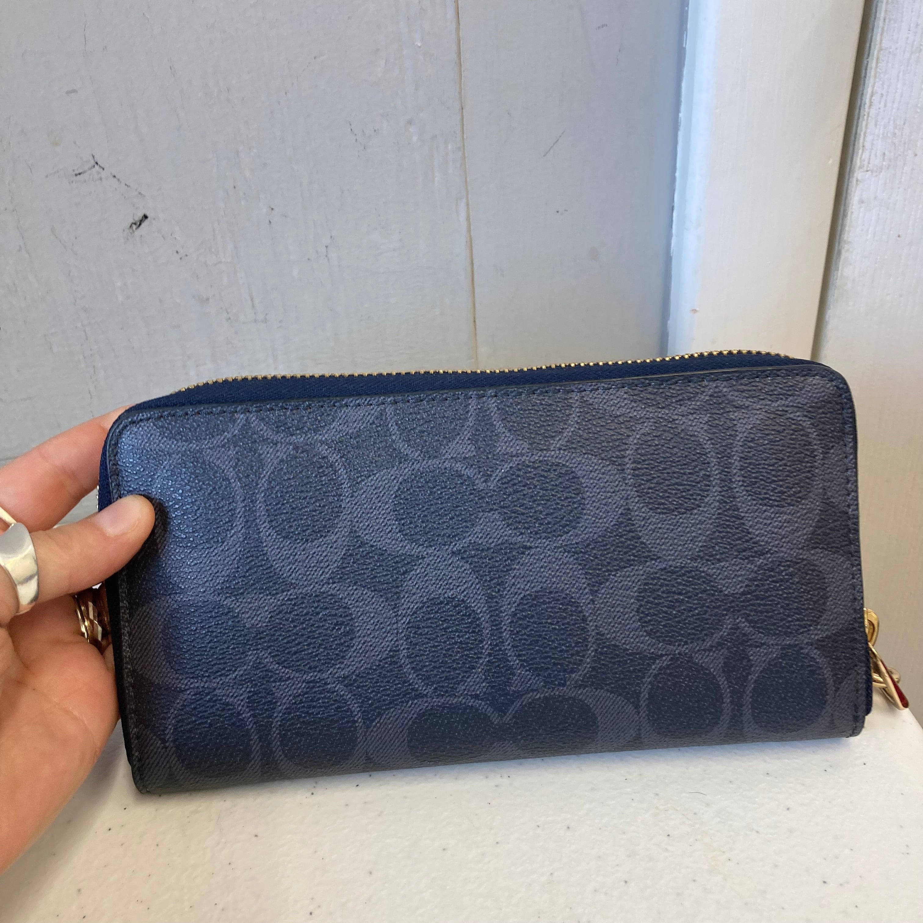 Wristlet Designer By Coach In Blue, Size:Medium