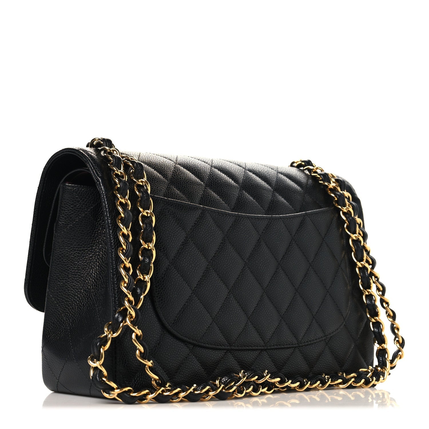 Caviar Quilted Jumbo Double Flap Black