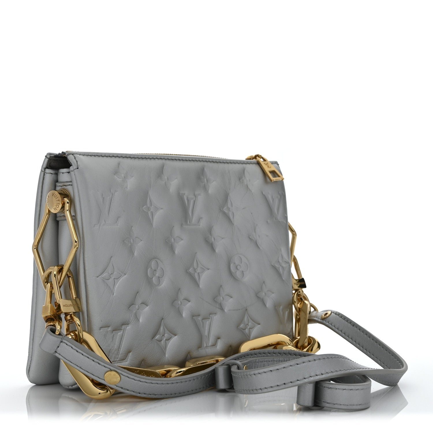 Lambskin Embossed Monogram Coussin BB Silver