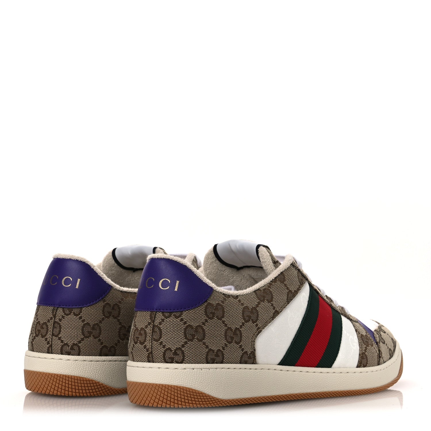 Calfskin Lame GG Monogram Web Mens Screener Sneakers 10
