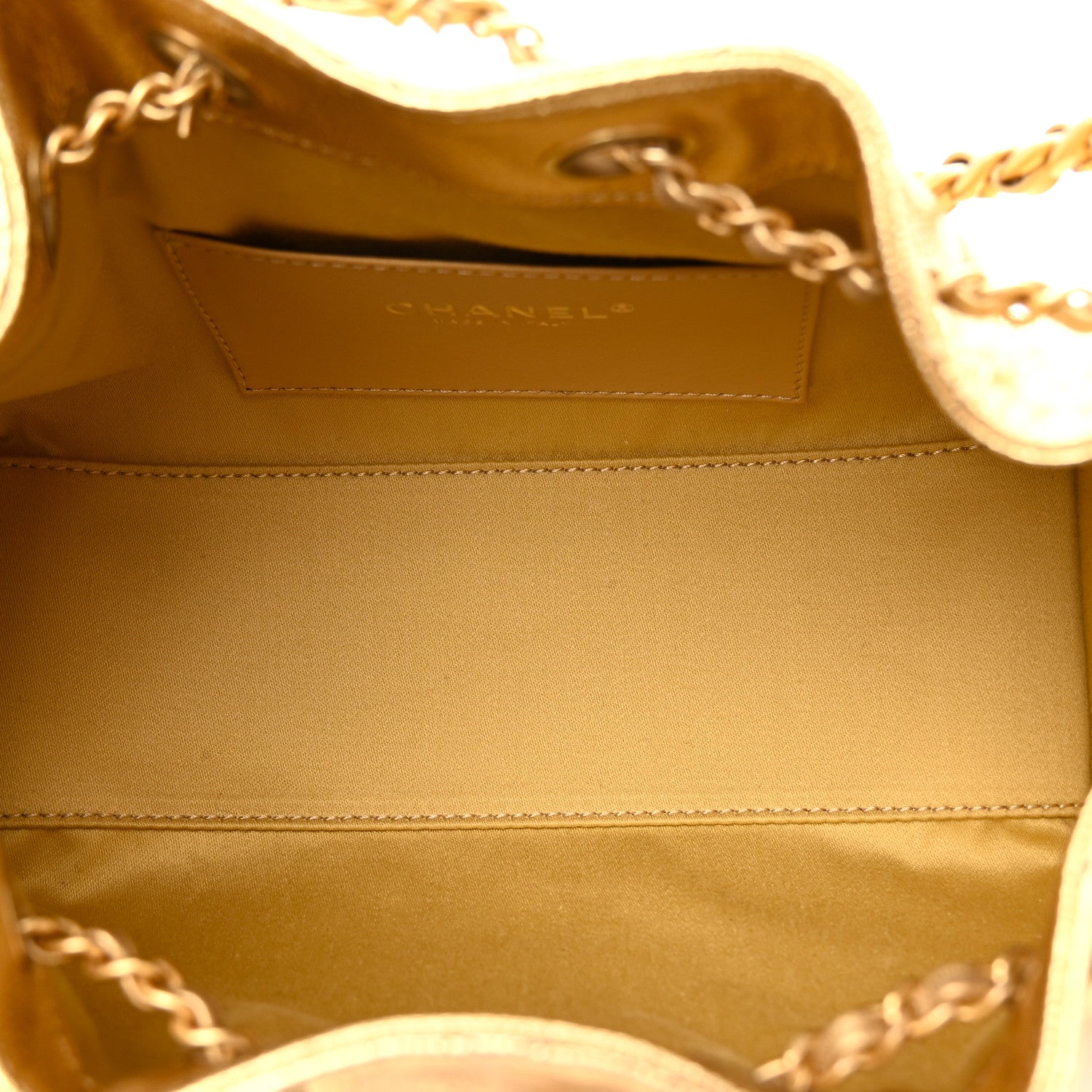 Metallic Caviar Quilted Mini Chanel 25 Handbag Gold