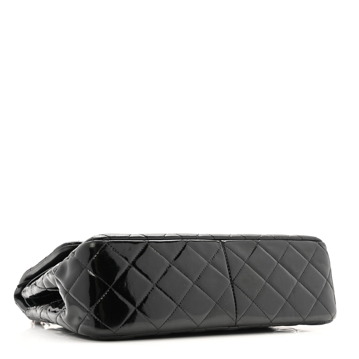 Patent Quilted Jumbo Double Flap Black
