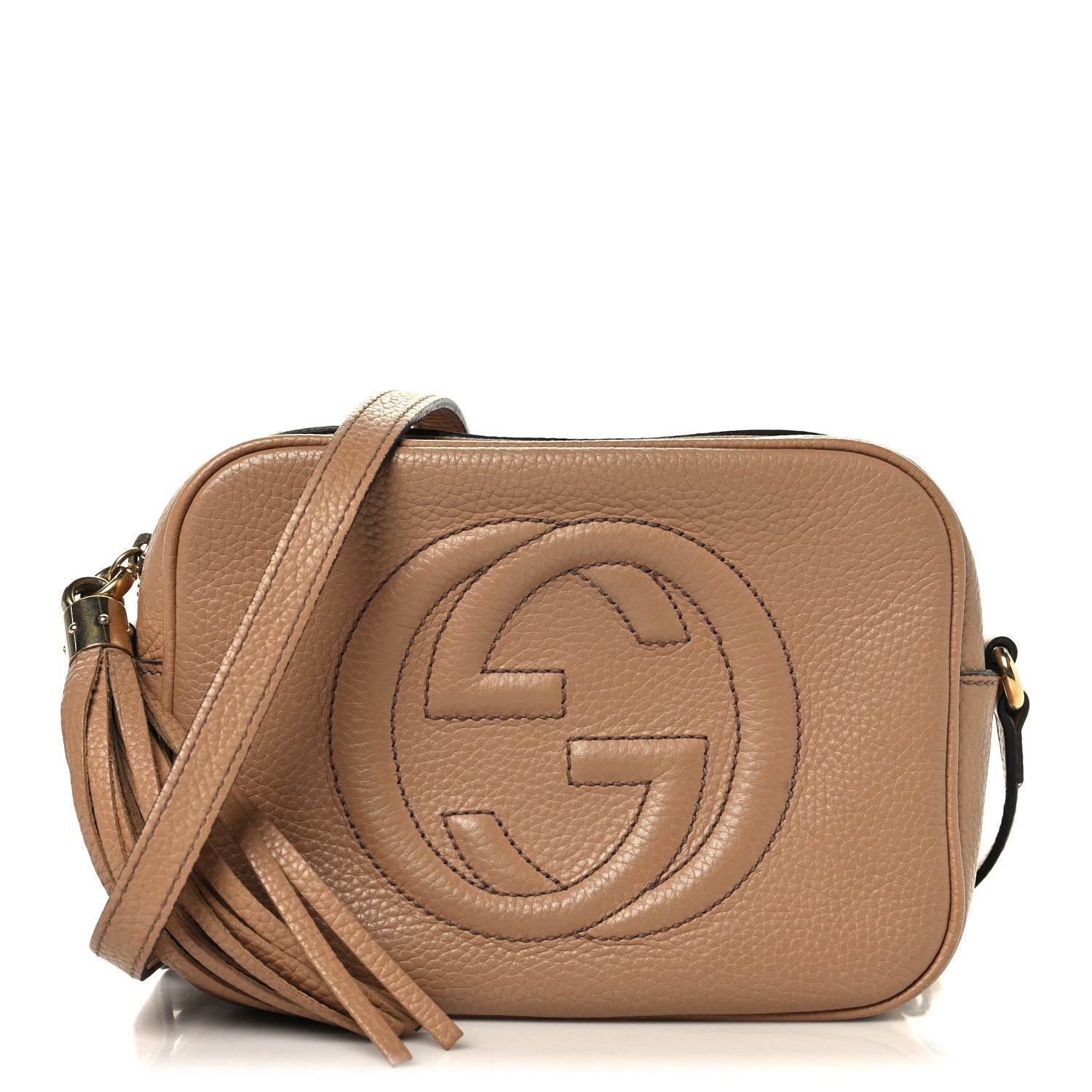 Pebbled Calfskin Small Soho Disco Bag Camelia