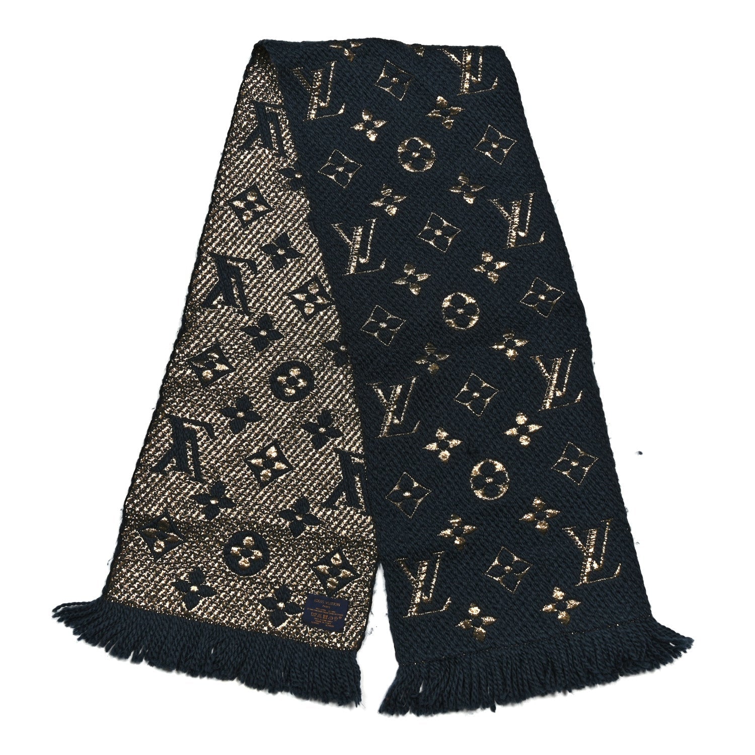 Wool Silk Logomania Shine Scarf Petrol
