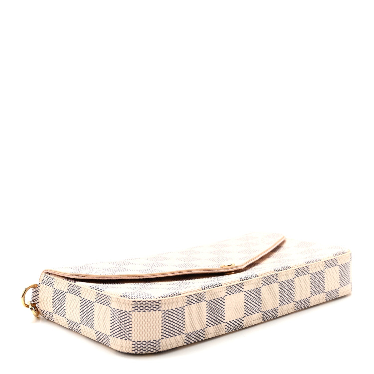 Damier Azur Pochette Felicie Chain Wallet Rose Ballerine