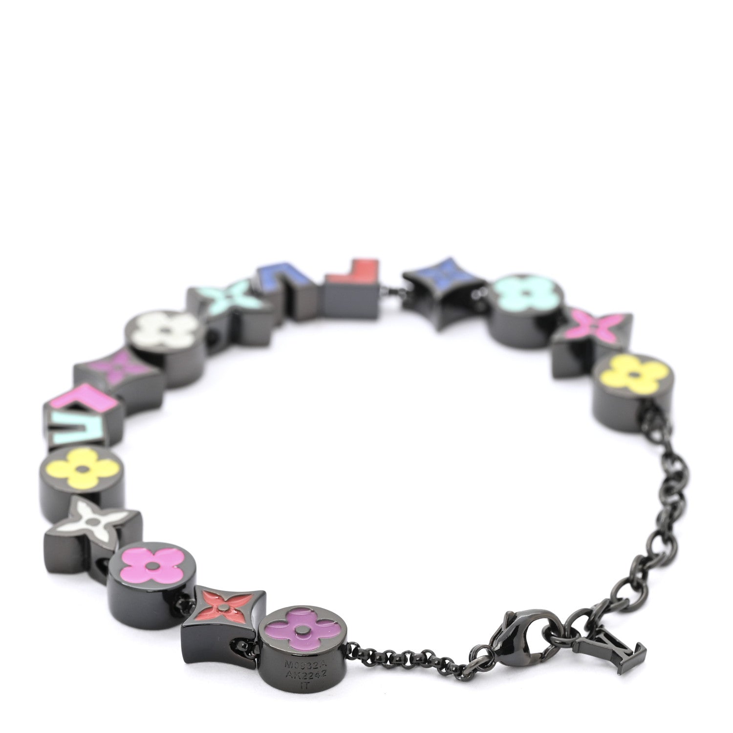 Metal Enamel Monogram Party Bracelet Black Multicolor