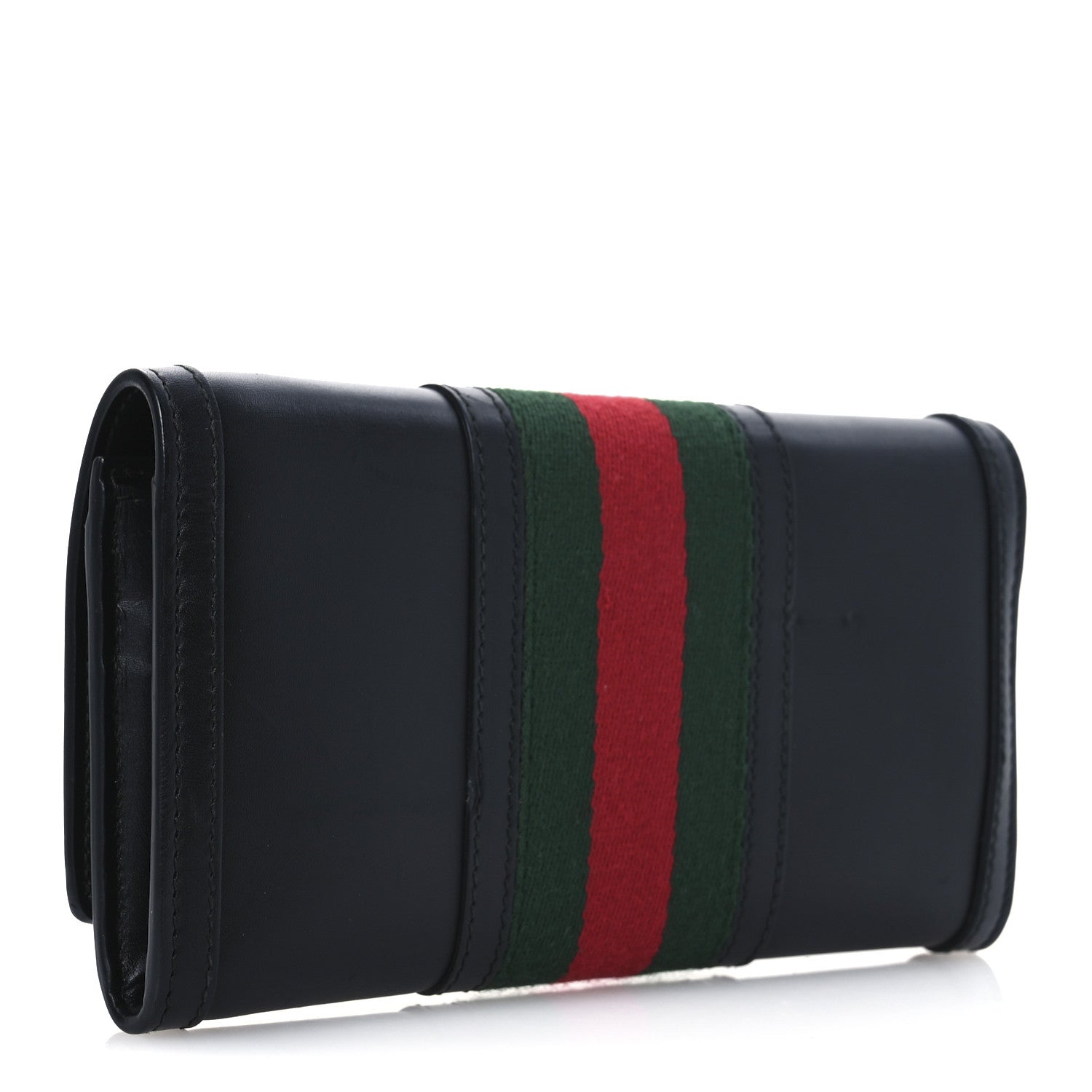 Calfskin Web Continental Wallet Black