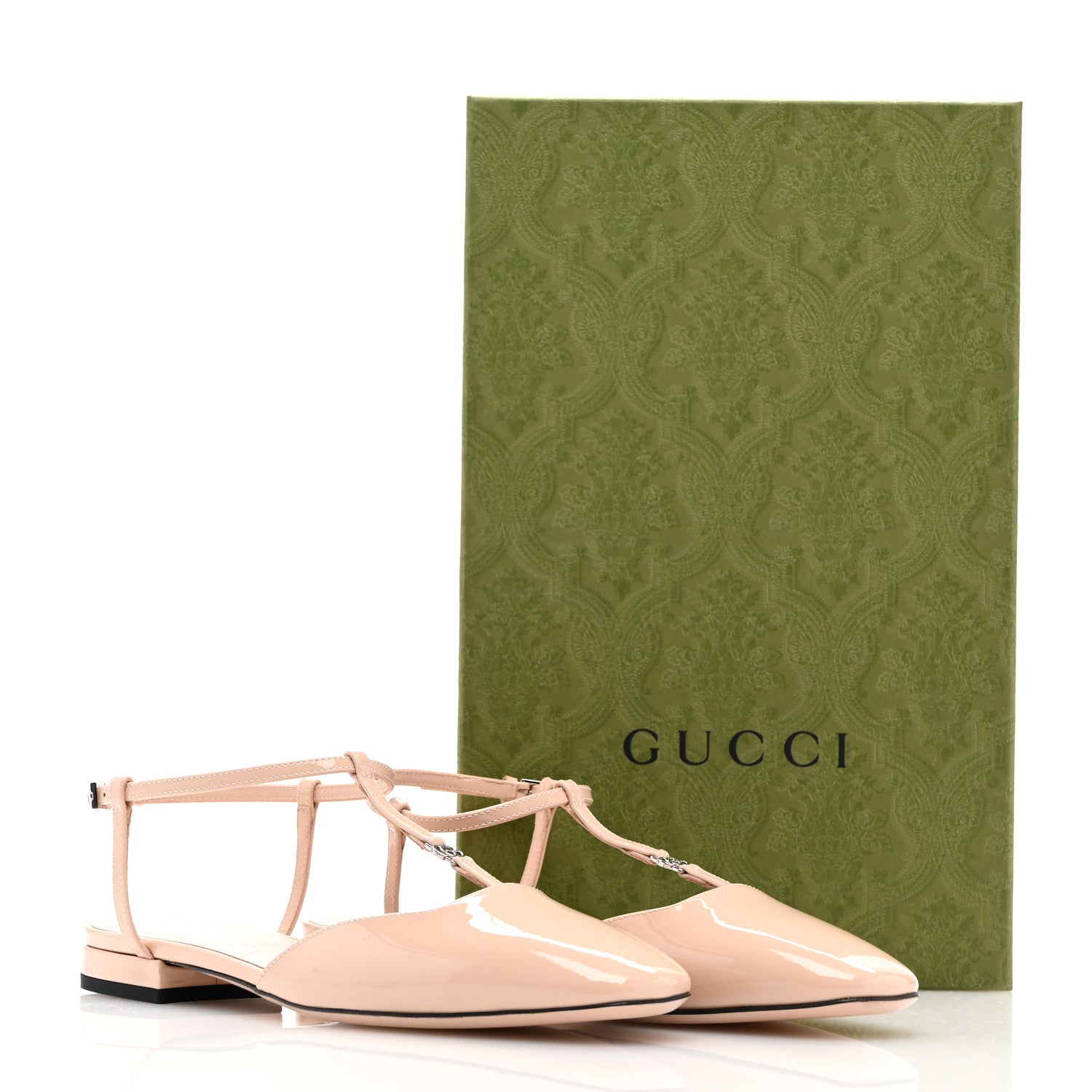 Vernice Crystal Double G Ballet Flat 37.5 Skin Rose