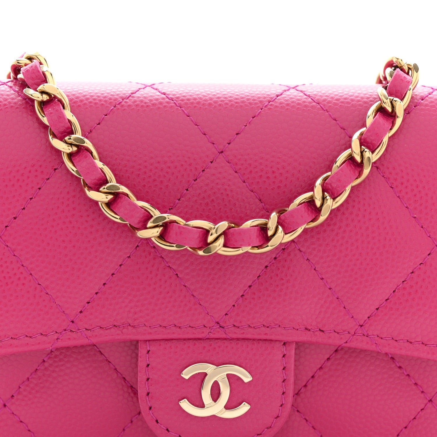 Caviar Quilted Mini Chain Bag Dark Pink