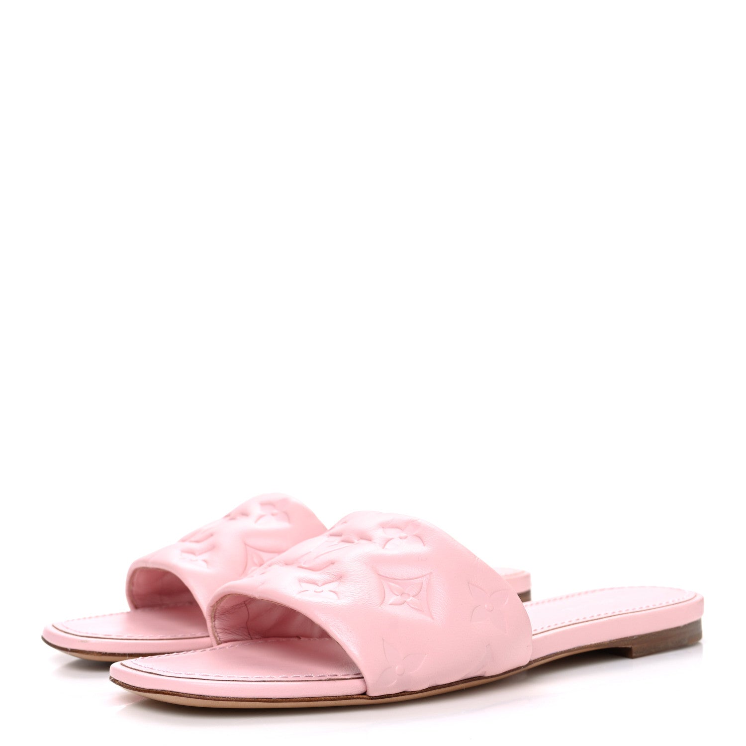 Lambskin Embossed Monogram Revival Flat Mules 37 Light Pink