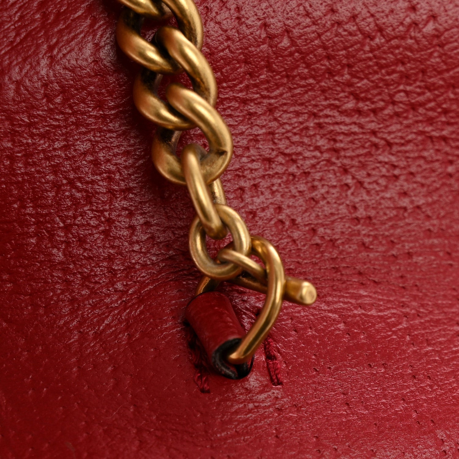GG Supreme Monogram Web Queen Margaret Chain Wallet Red