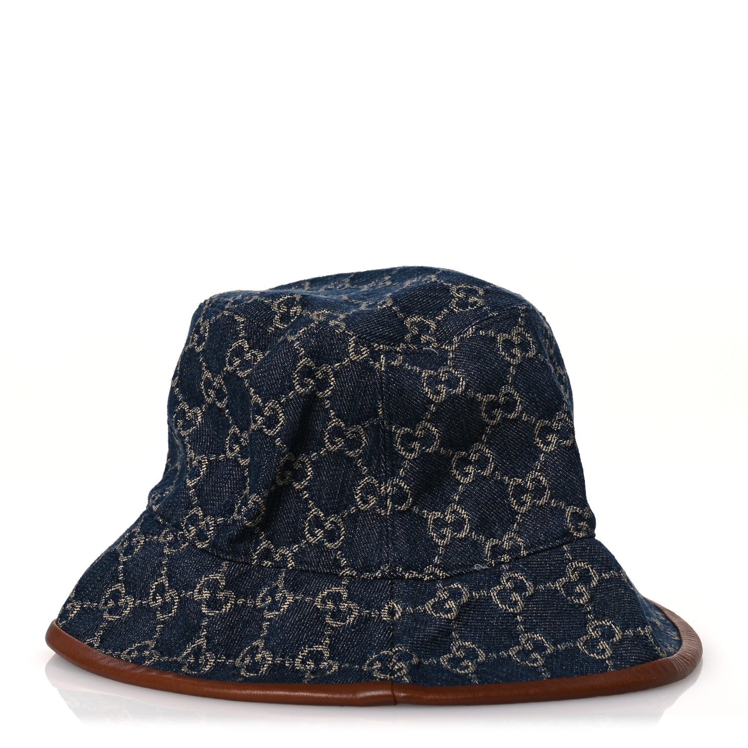 Washed Jacquard Denim Nappa GG Monogram Oscar Bucket Hat XL Denim Cuir