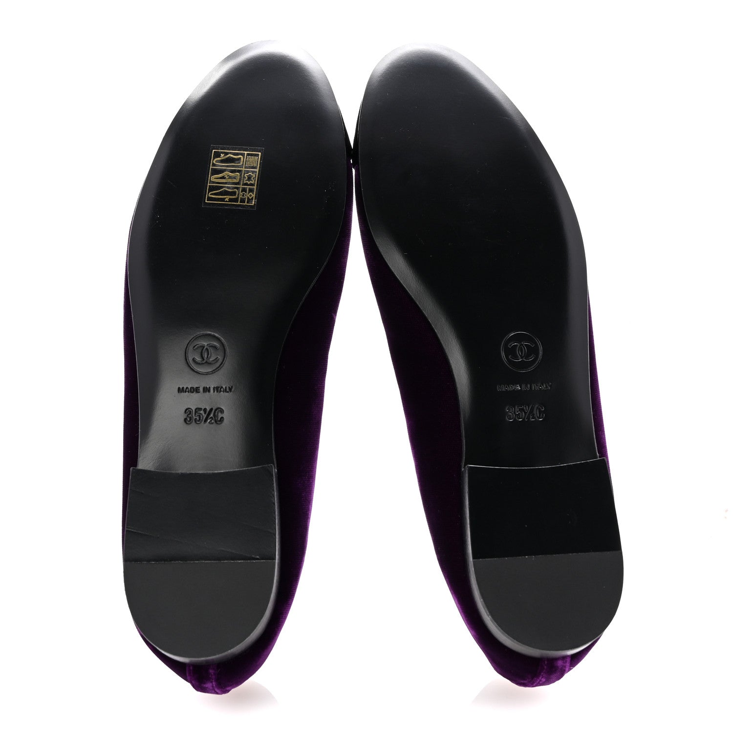 Velvet Cap Toe Ballerina Flats 35.5 Purple Black