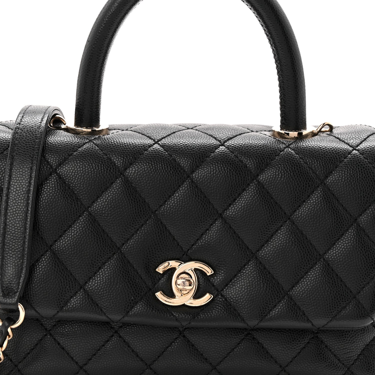 Caviar Quilted Mini Coco Handle Flap Black