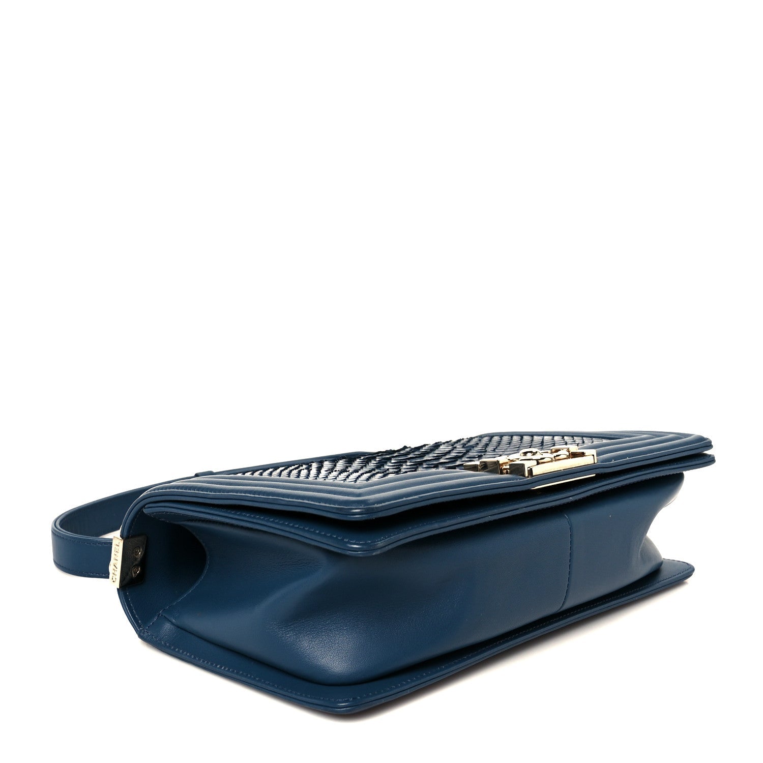 Snakeskin Medium Boy Flap Blue