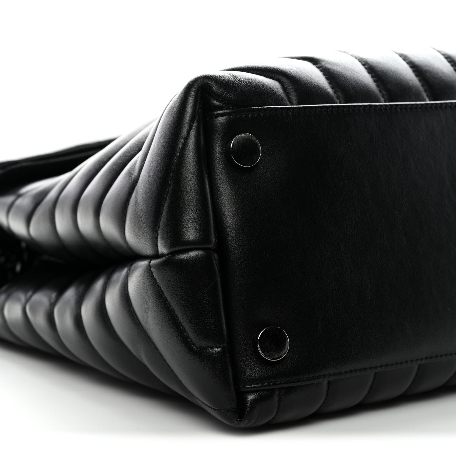 Calfskin Y Quilted Monogram Monochrome Large Loulou Chain Satchel Black