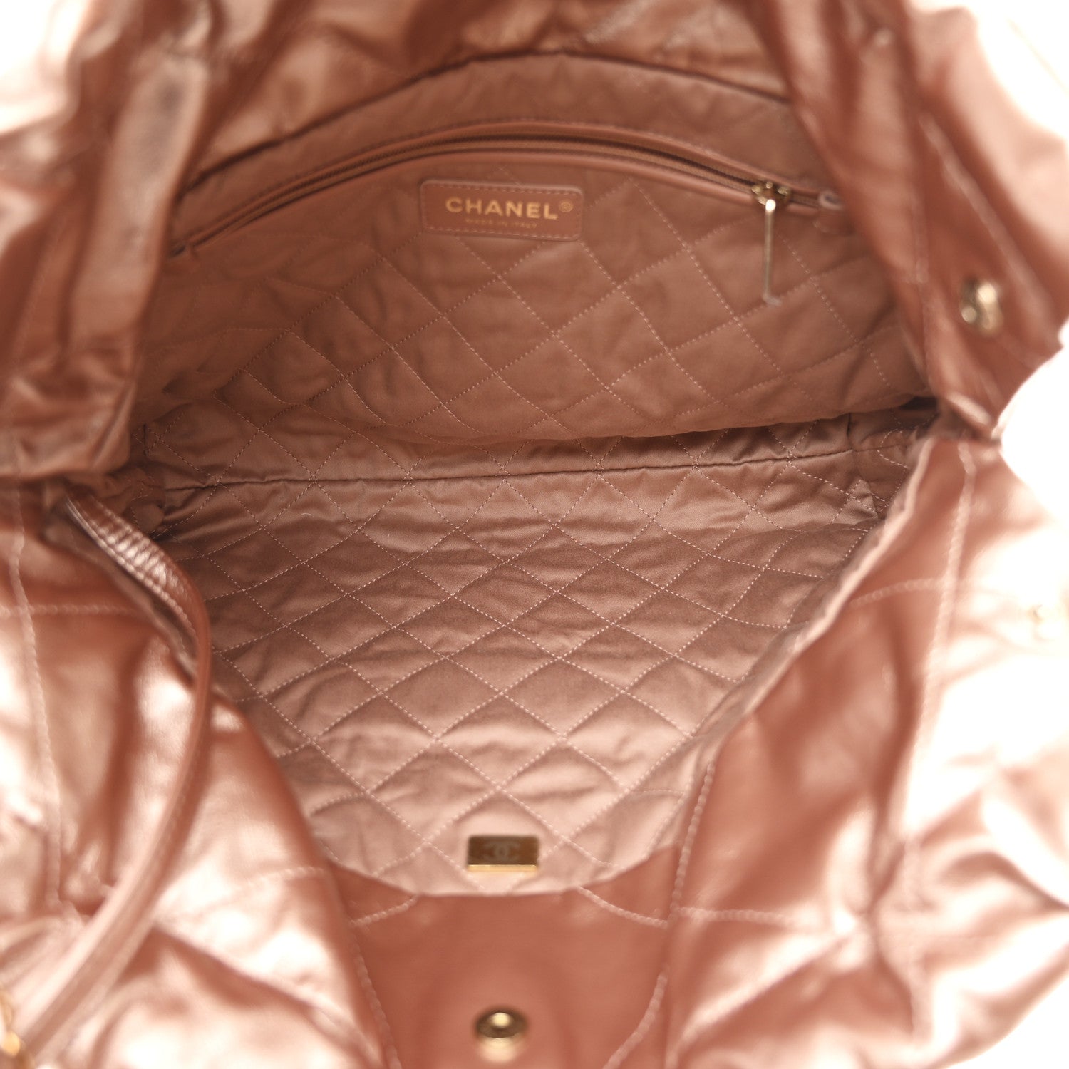 Metallic Calfskin Quilted Small Chanel 22 Pink
