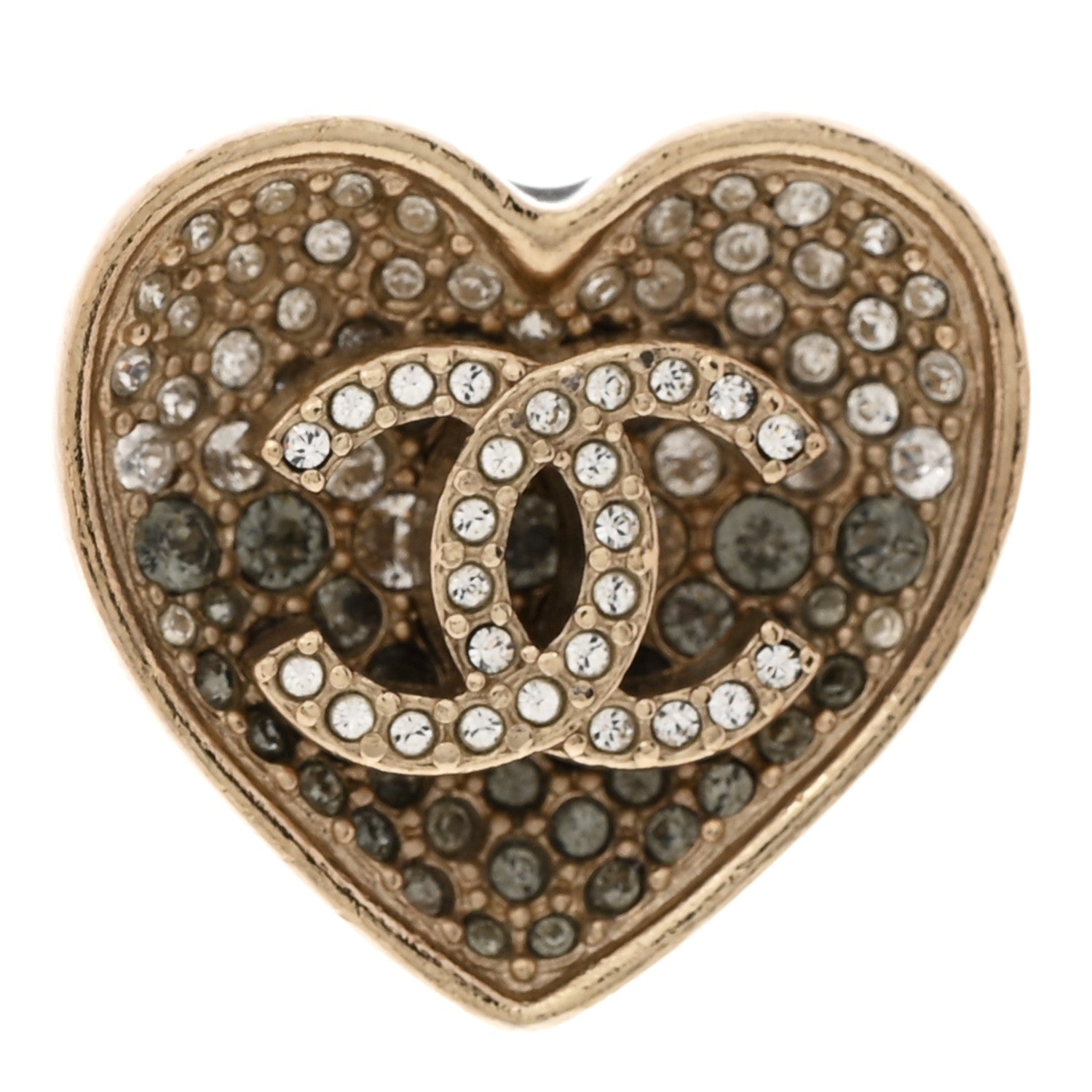 Crystal CC Resin Heart Ring Gold Black