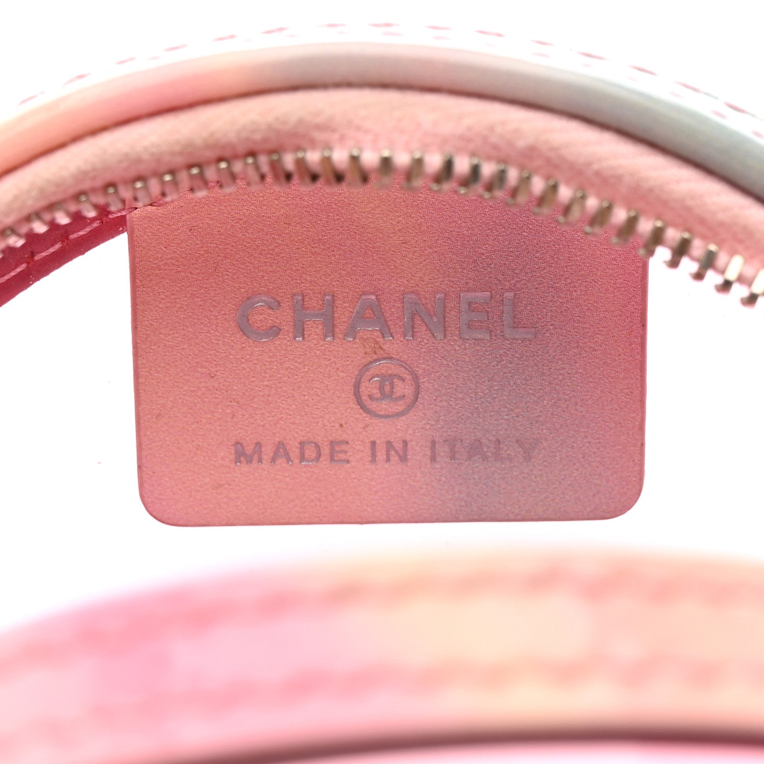 PVC Lambskin Filigree Round Clutch With Chain Pink