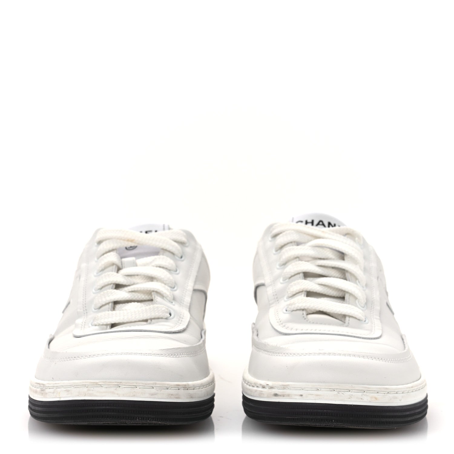 Calfskin CC Womens Sneakers 38 White Black