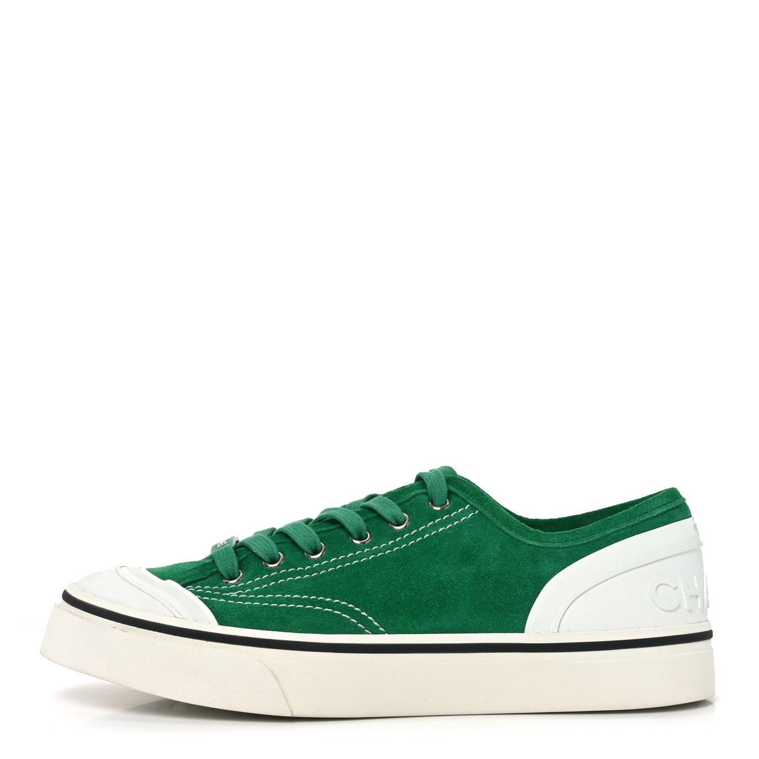 Suede Calfskin Lace Up Cap Toe Sneakers 39.5 Green