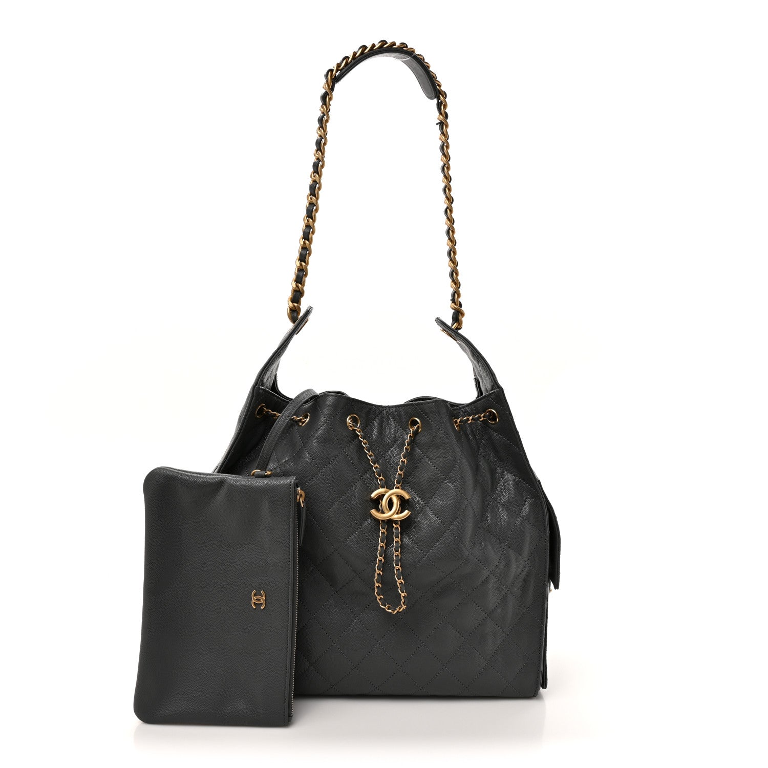 Caviar Quilted Medium Chanel 25 Handbag Dark Gray