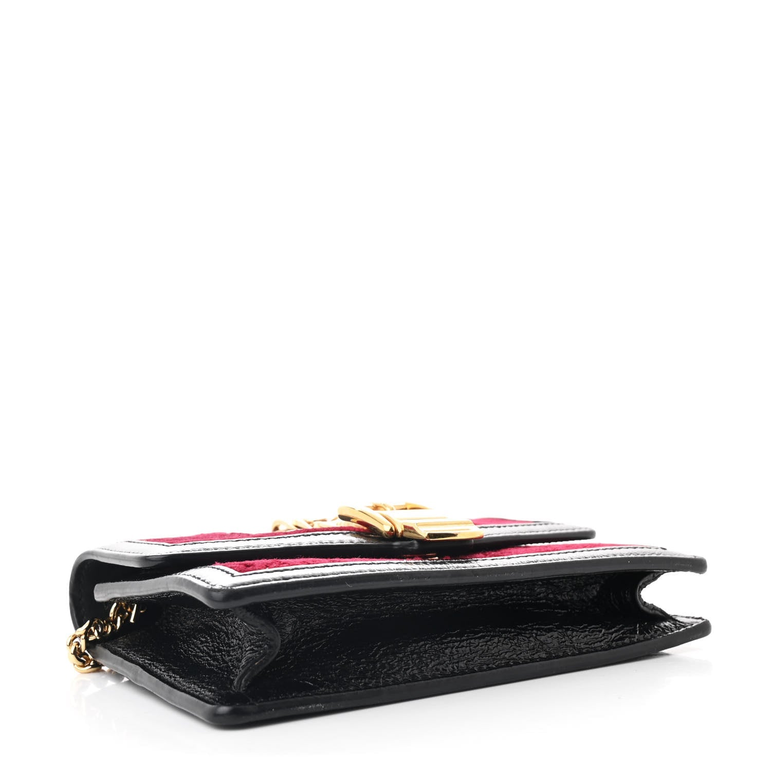 Velvet GG Monogram Super Mini Sylvie Chain Shoulder Bag Red Cipria Black