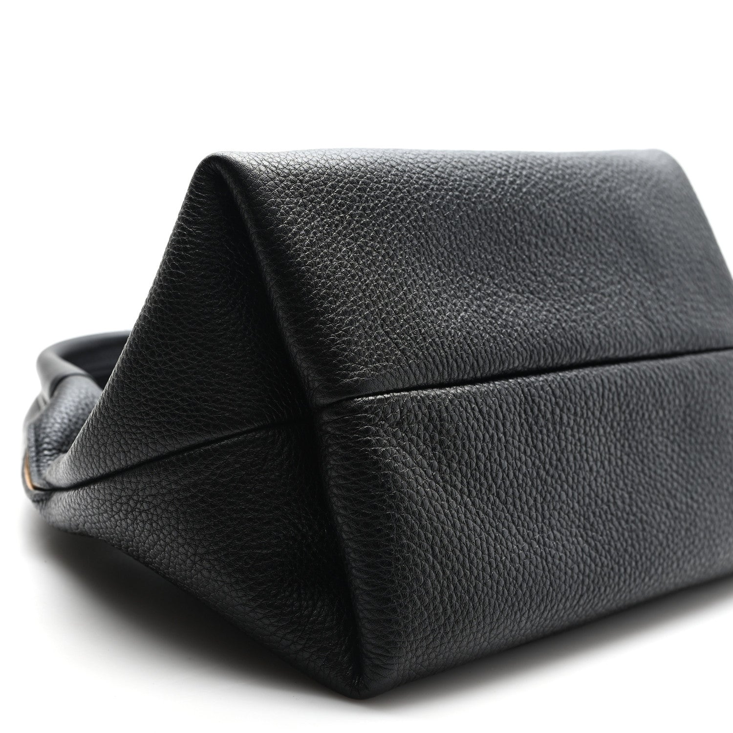 Grained Calfskin Softbit Medium Shoulder Bag Black
