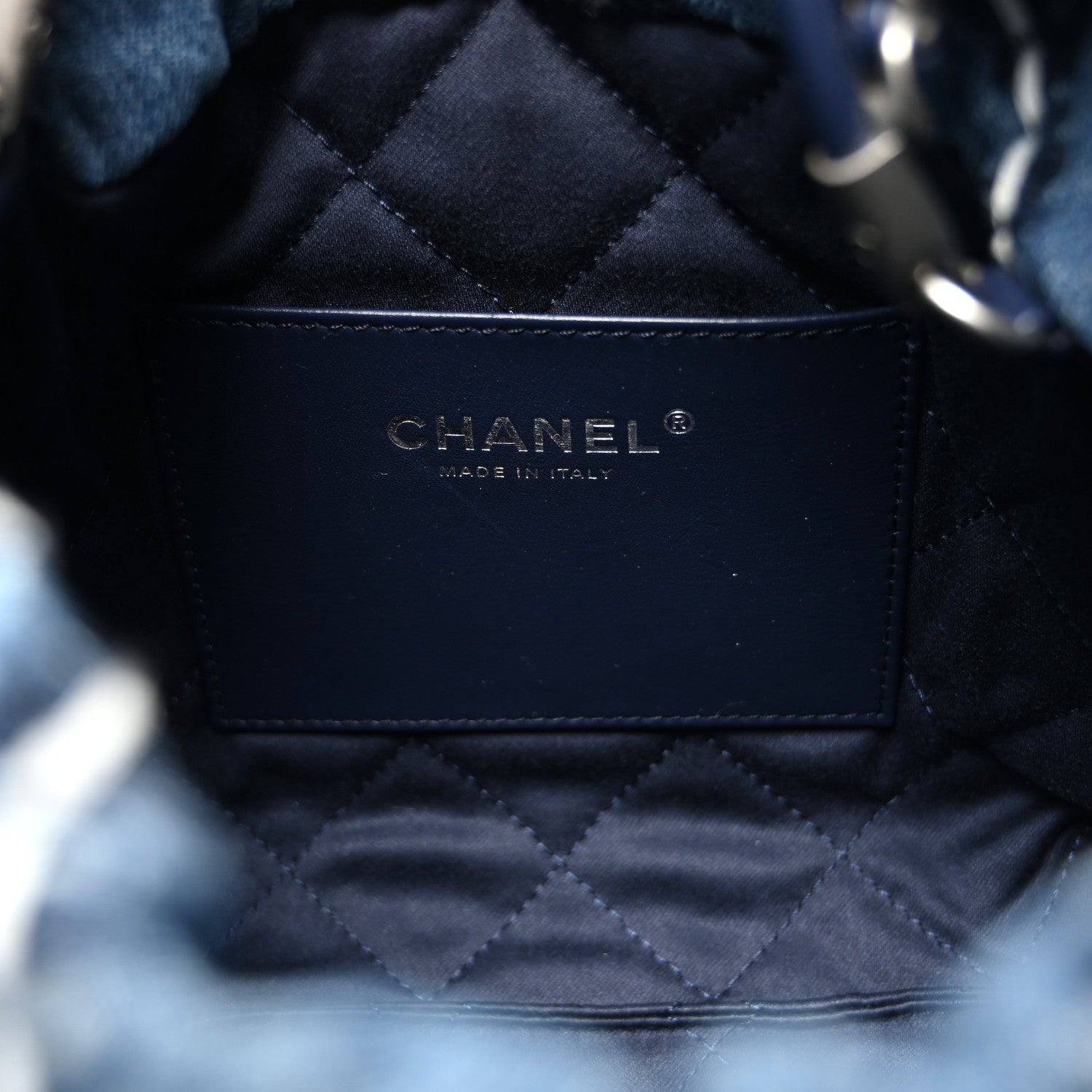 Denim Stitched Quilted Mini Chanel 22 Blue