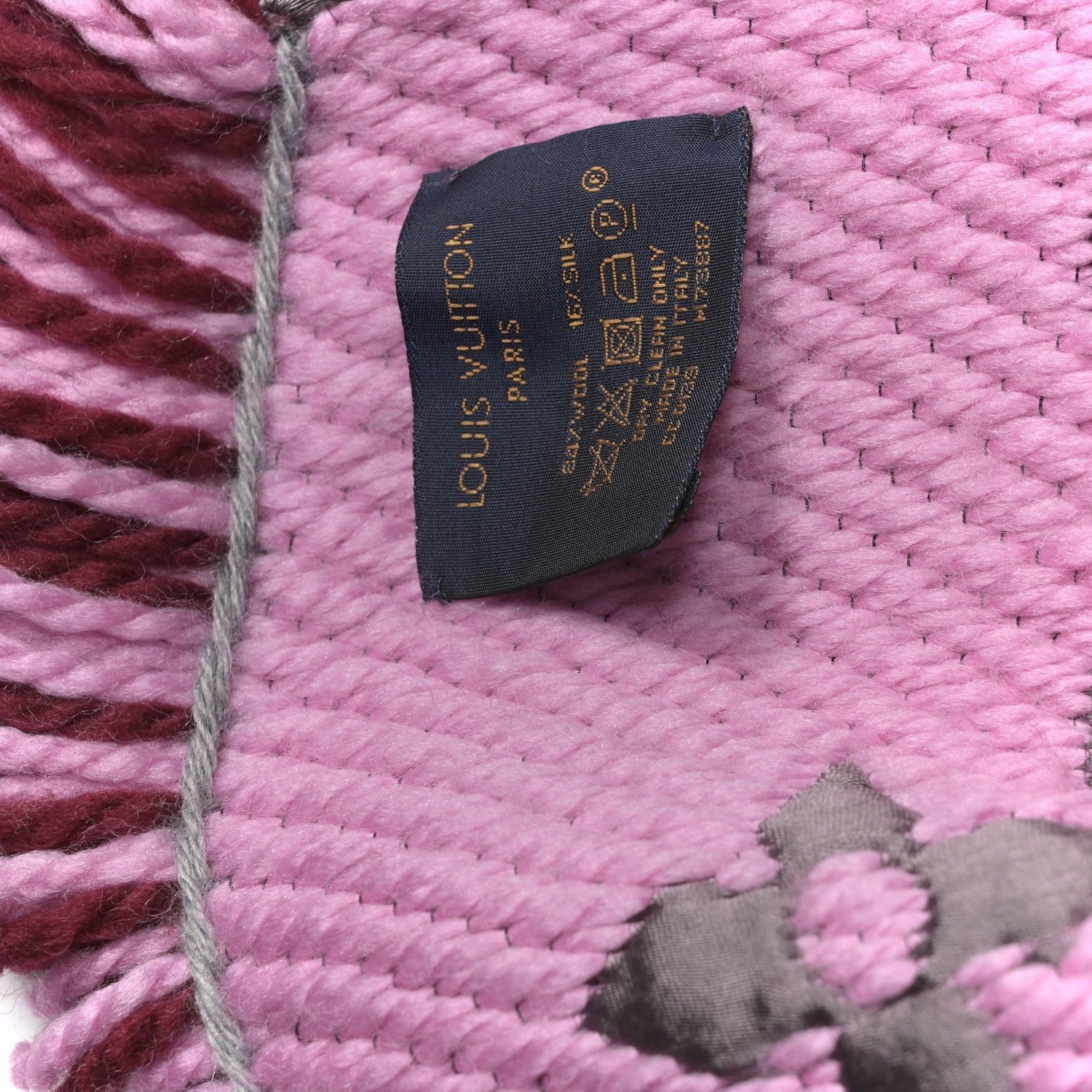 Wool Silk Logomania Scarf Wine