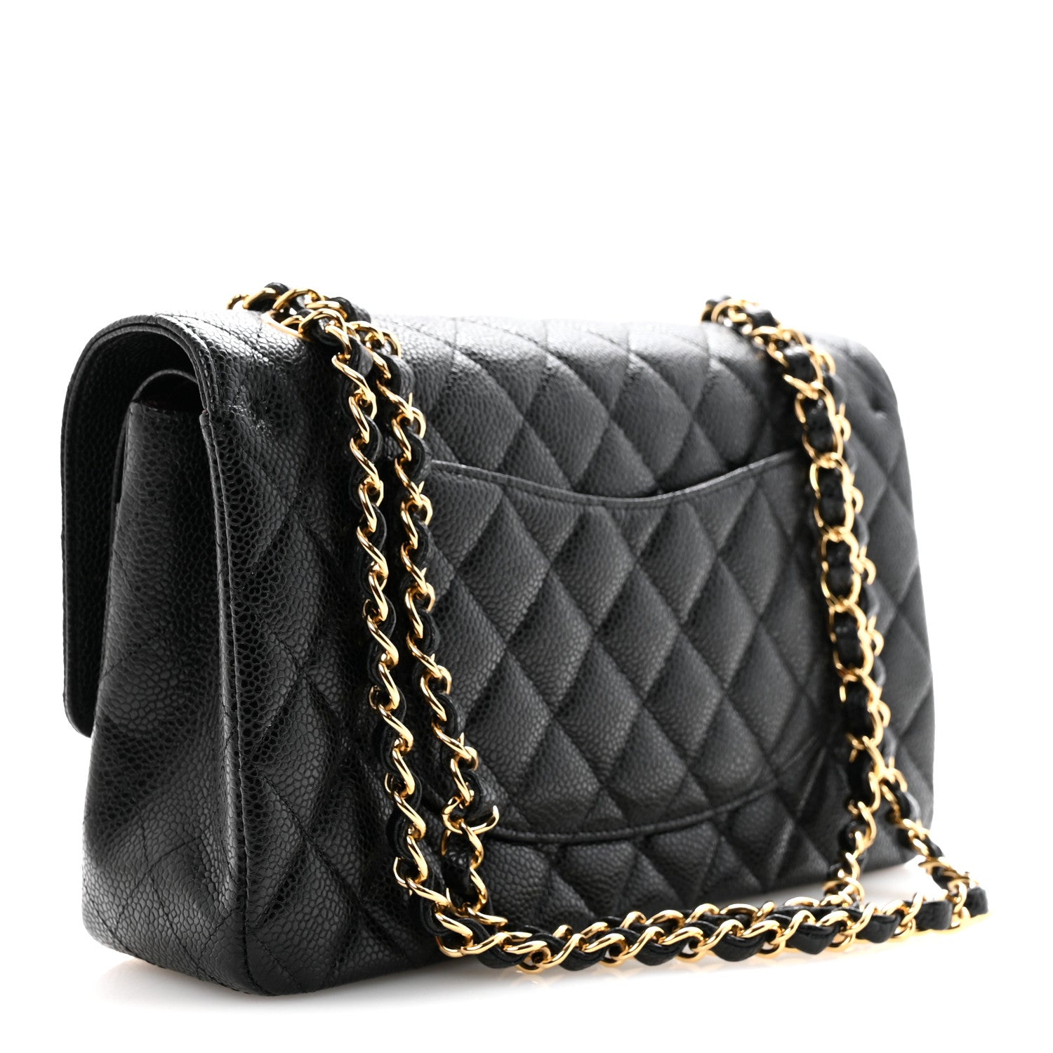 Caviar Quilted Medium Double Flap Black