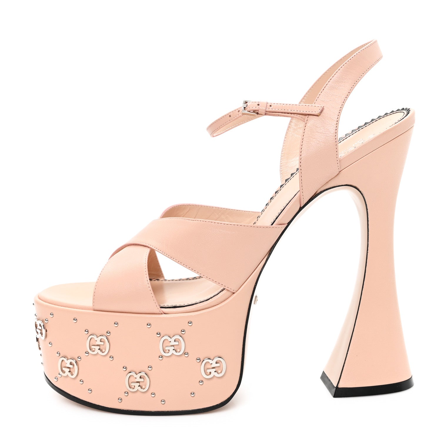 Malaga Kid Interlocking G Studs 155mm Platform Sandals 41 Perfect Pink