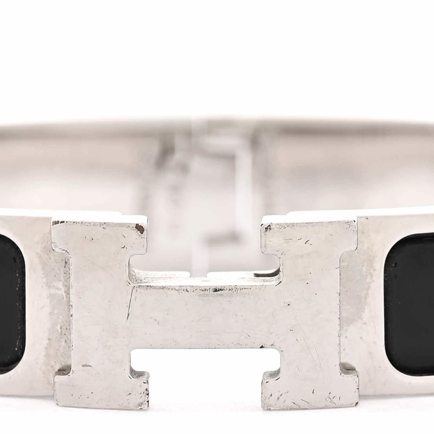 Enamel Narrow Clic Clac H Bracelet PM Black