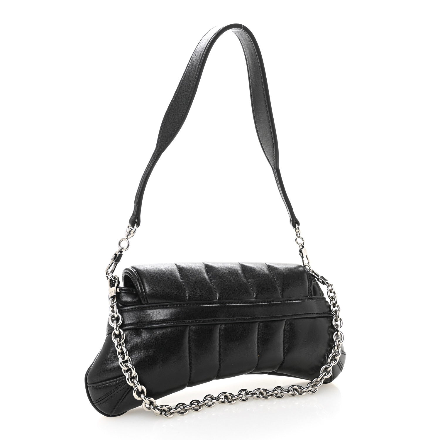 Nappa Vertical Matelasse Small Maxi Horsebit Chain Shoulder Bag Black