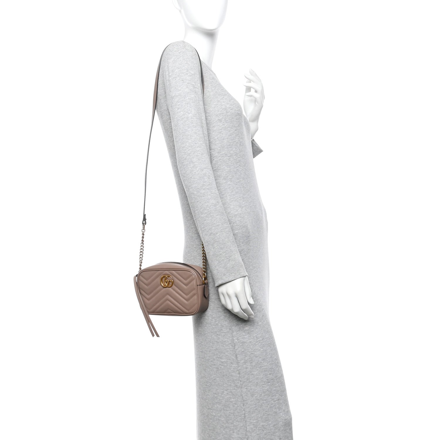 Calfskin Matelasse Mini GG Marmont Chain Shoulder Bag Porcelain Rose