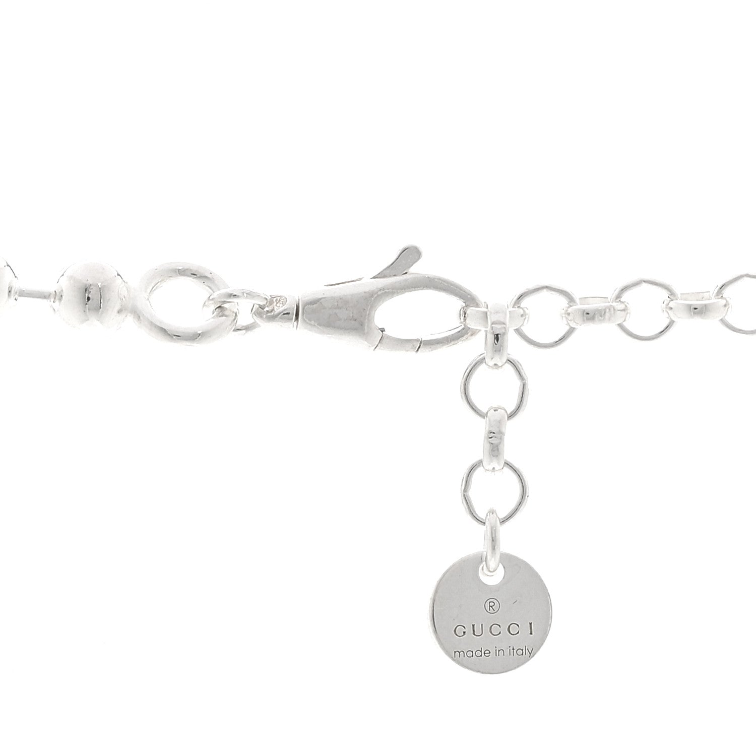 Sterling Silver Interlocking GG Pendant Beaded Necklace