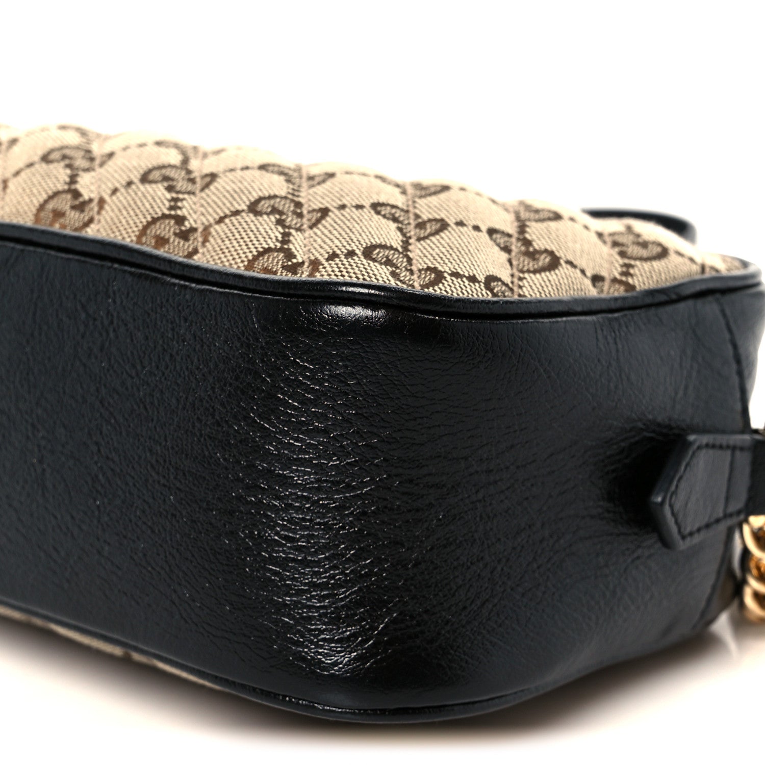 Monogram Matelasse Diagonal Small GG Marmont Chain Shoulder Bag Beige Black